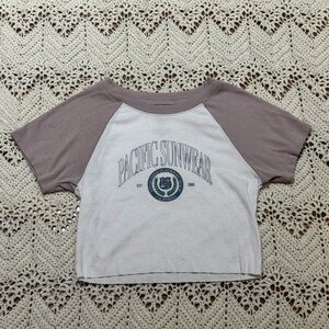 Pacsun Women’s Small Pacific Sunwear Crest Raglan T-Shirt Cropped